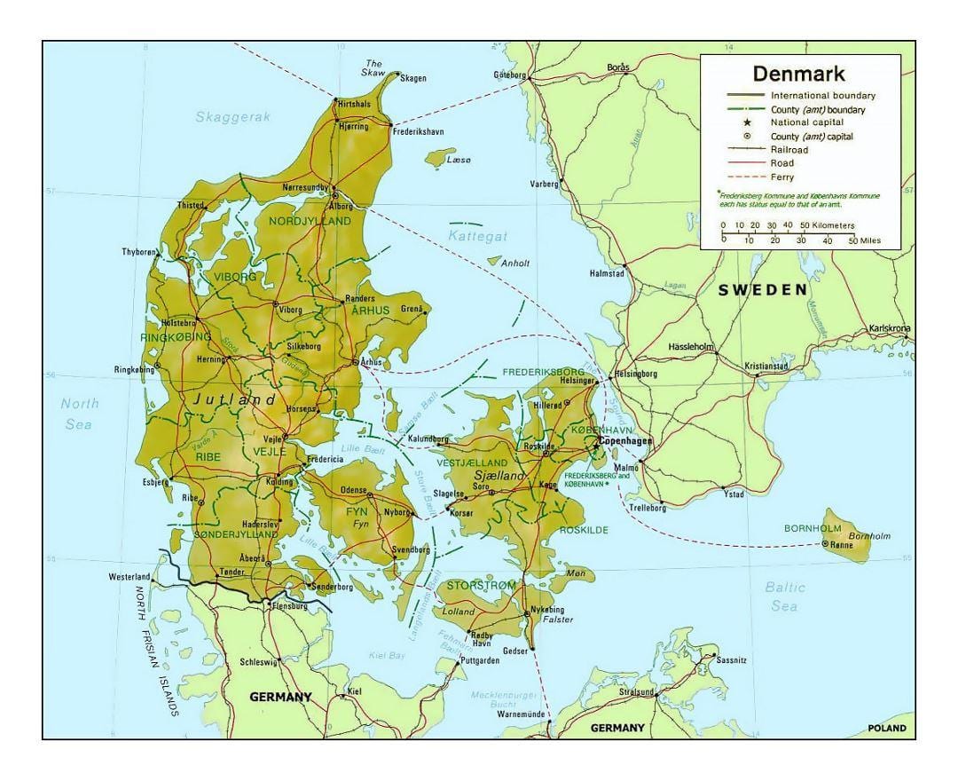 نقشہ ڈنمارک کے kommune