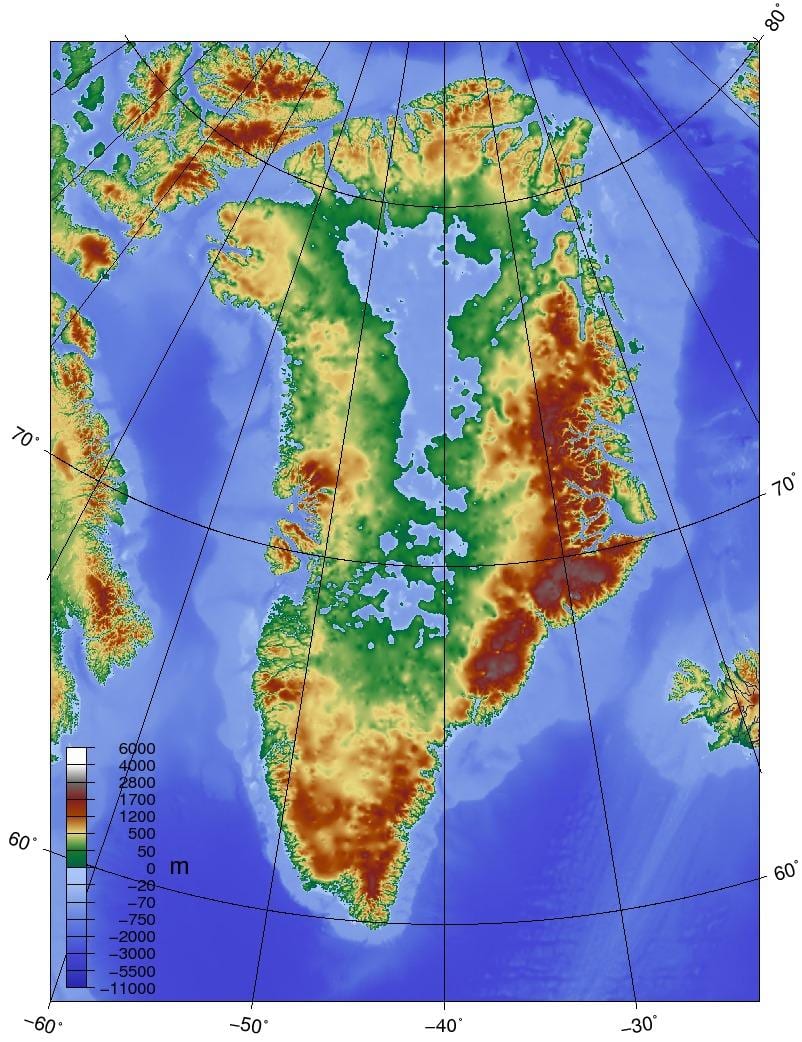 نقشہ ڈنمارک کے topographic