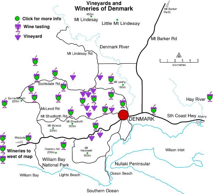 نقشہ ڈنمارک کے wineries
