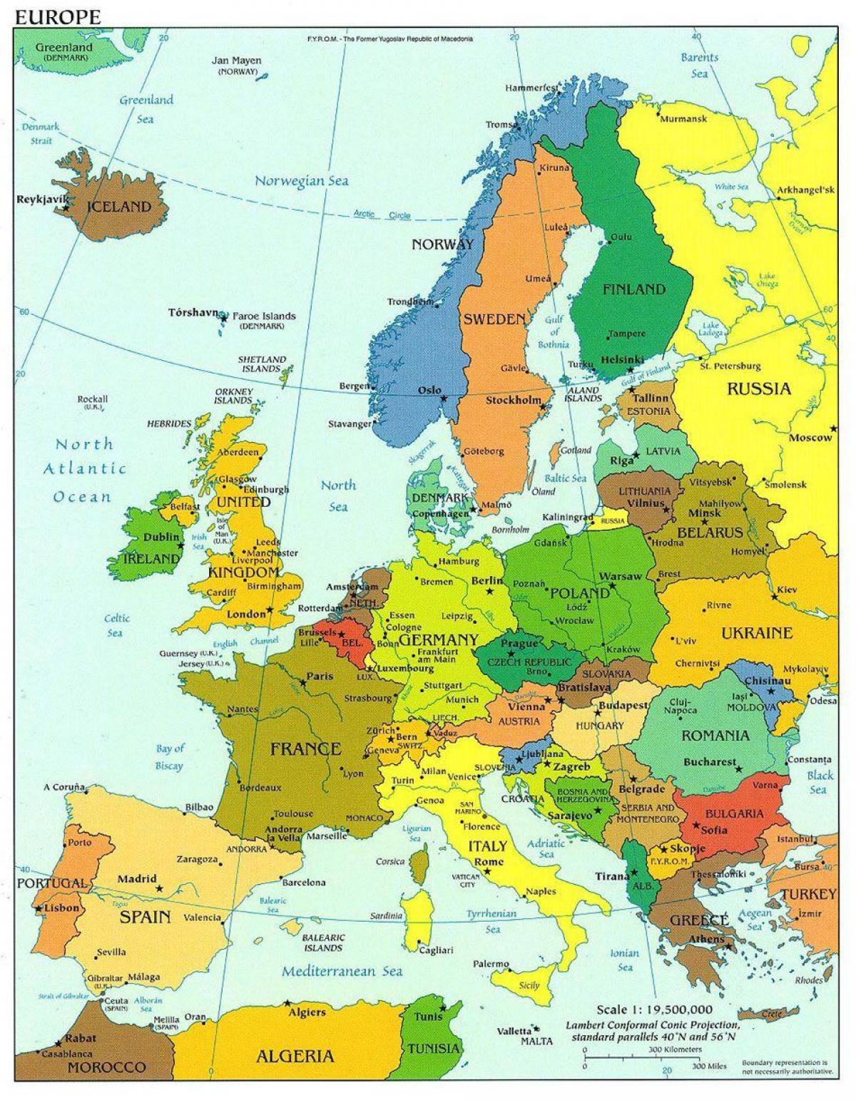 یورپ کا نقشہ دکھا ڈنمارک